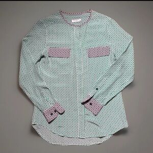 EQUIPMENT Femme S Silk Blouse All Over Geometric Pattern Green